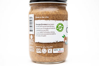 Georgia Grinders Almond Butter Assorted 4 Pack (One 12oz jar of each: Original Almond Butter, Maple Caramel Almond Butter, Salt Free Almond Butter, Honey Roasted Almond Butter - (CP-CL) by Georgia Grinders