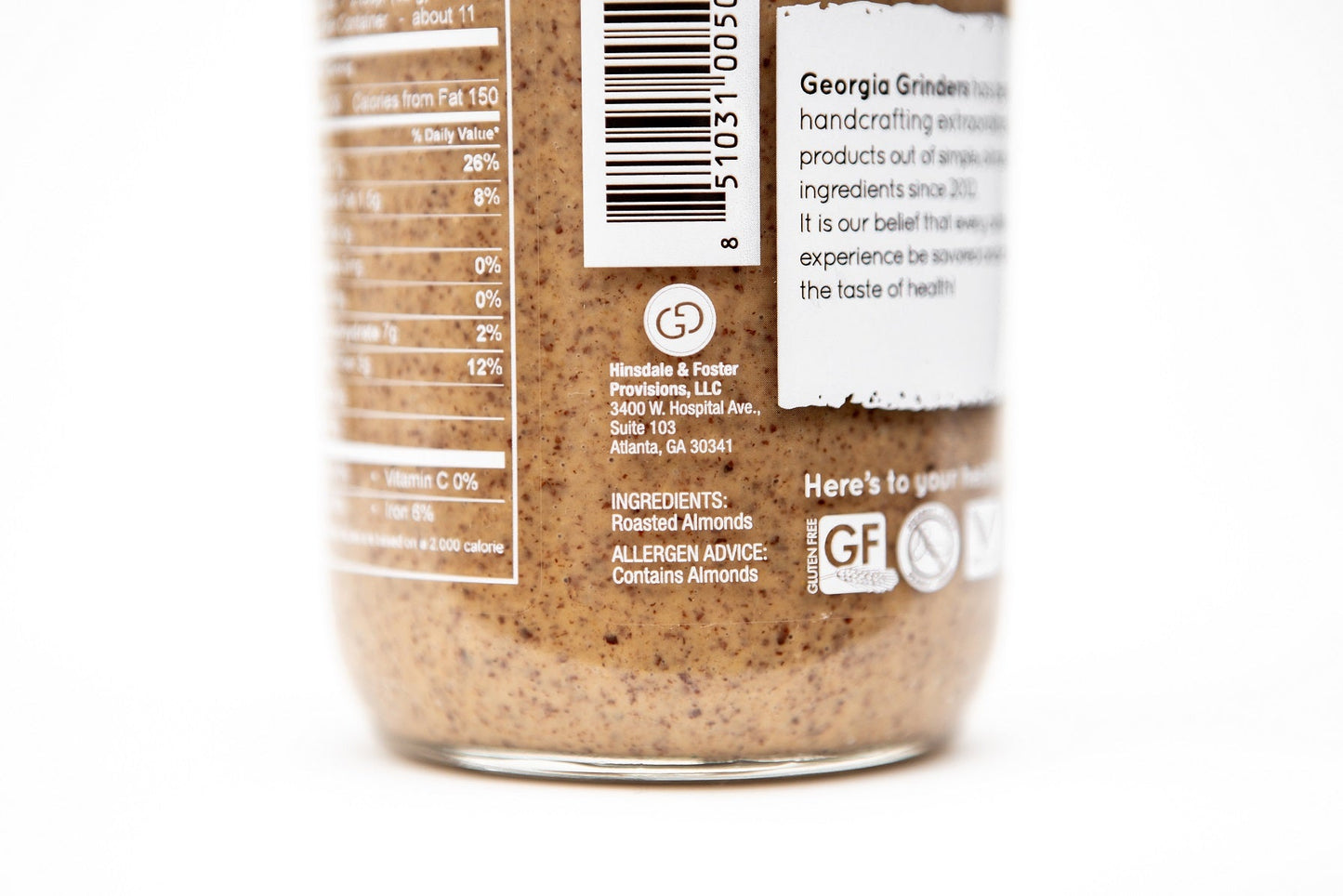 georgia grinders almond butter assorted 4 pack (one 12oz jar of each: original almond butter, maple caramel almond butter, salt free almond butter, honey roasted almond butter - (cp-cl) by georgia grinders