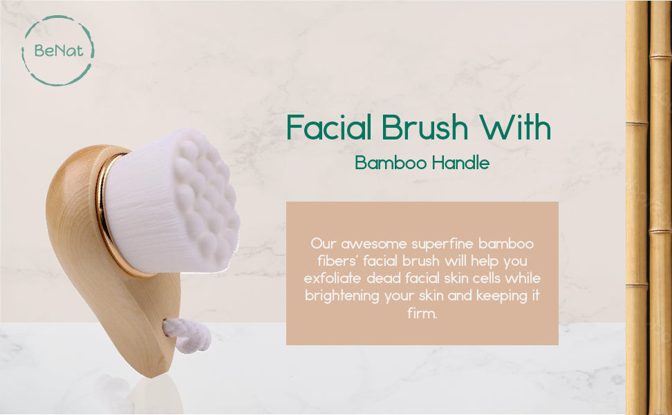 facial brush with bamboo handle by benat