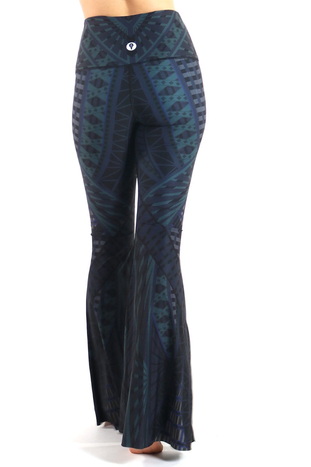 warrior one printed bell bottoms by yoga democracy