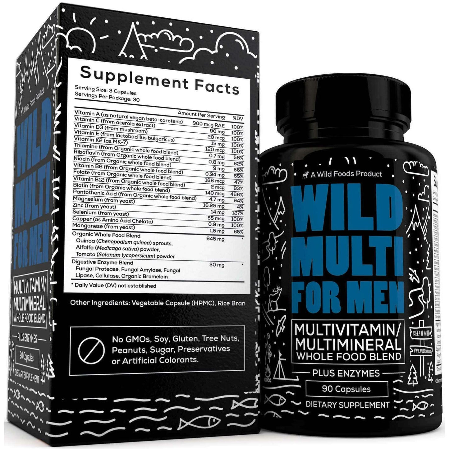 whole food daily multivitamin for men case of 12 by wild foods