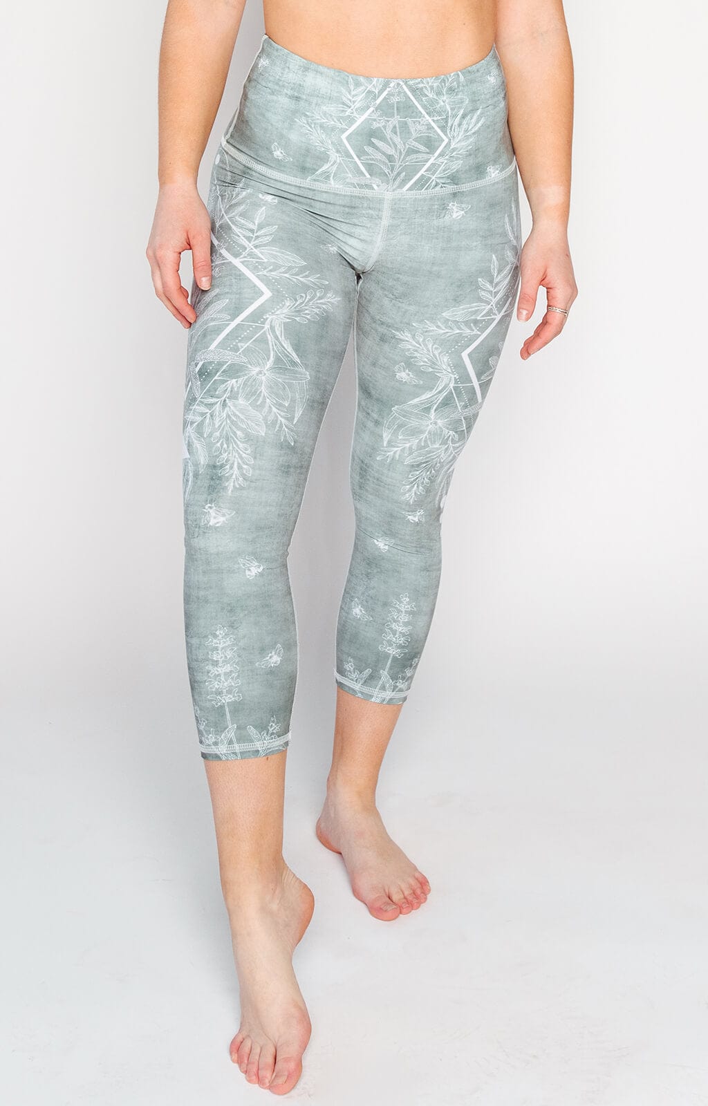 pure sage printed yoga crops by yoga democracy