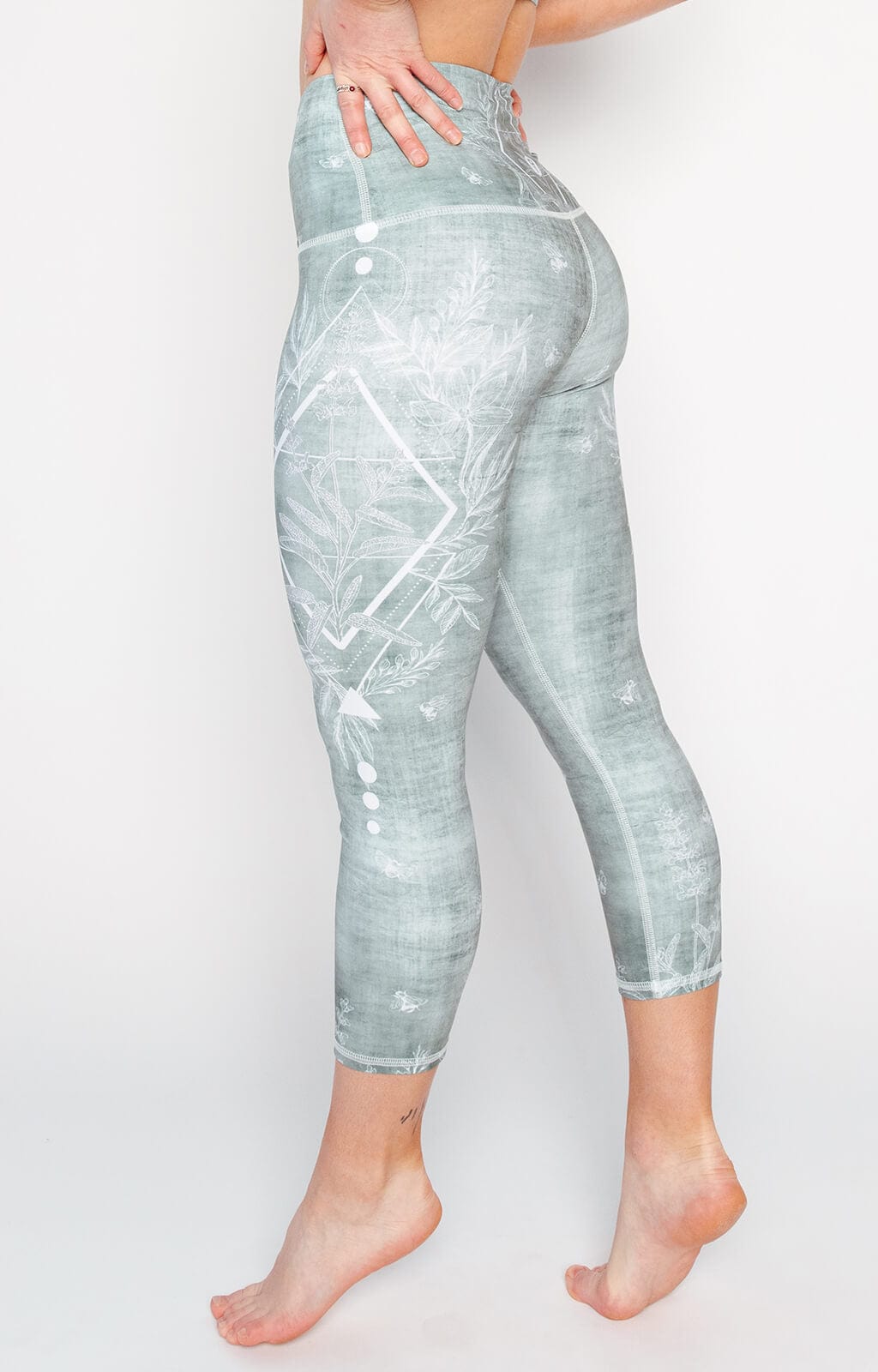 pure sage printed yoga crops by yoga democracy