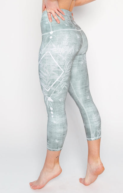 Pure Sage Printed Yoga Crops by Yoga Democracy