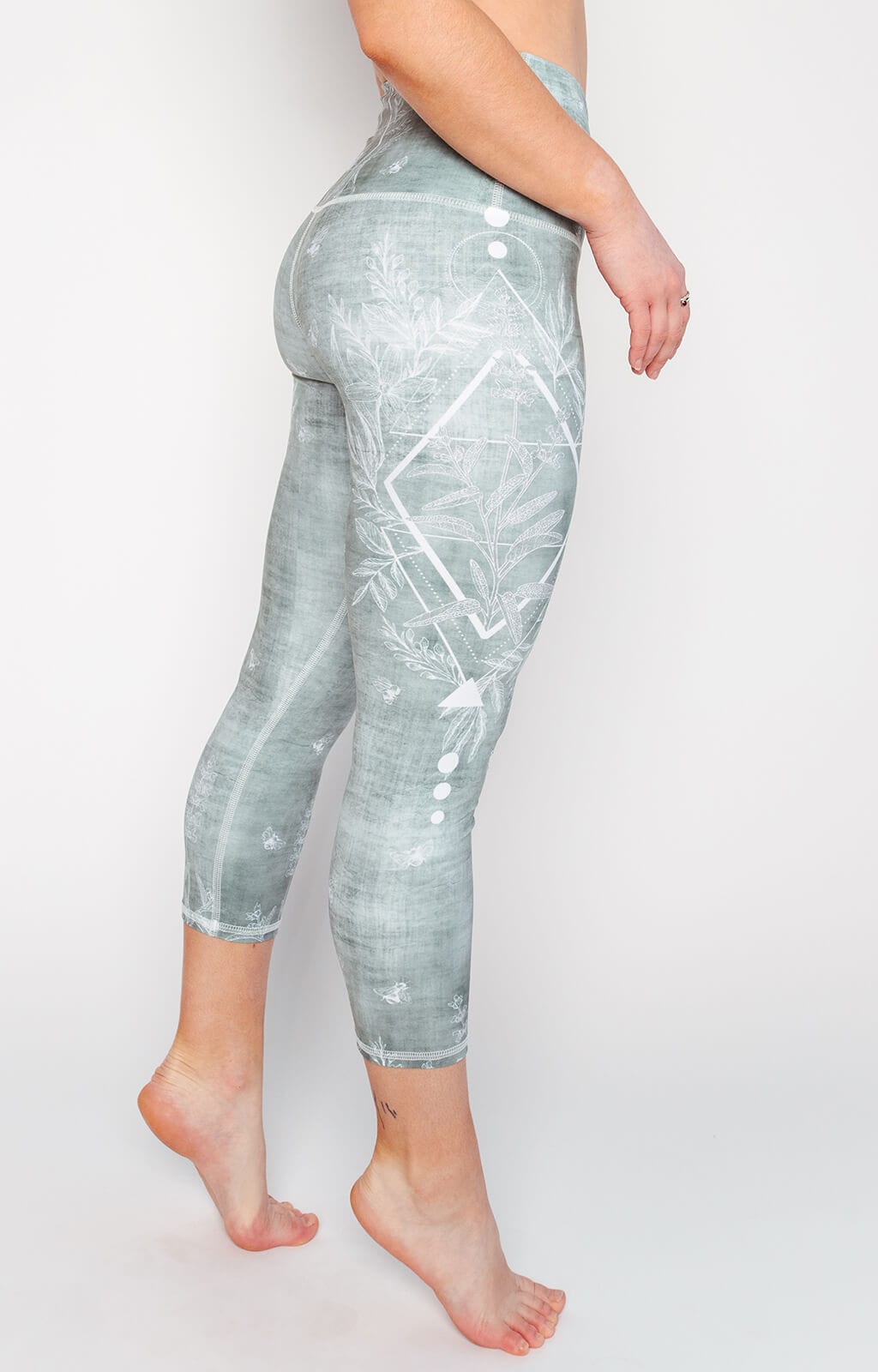 pure sage printed yoga crops by yoga democracy