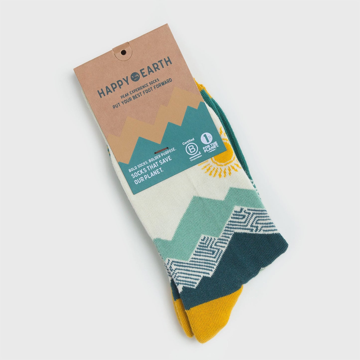 peak experience socks by happy earth