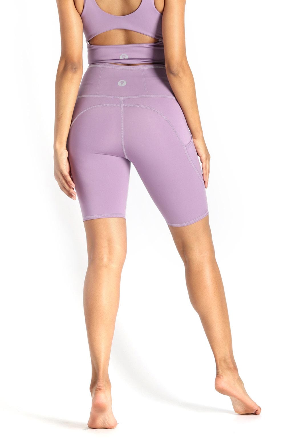 utility biker short in amethyst by yoga democracy