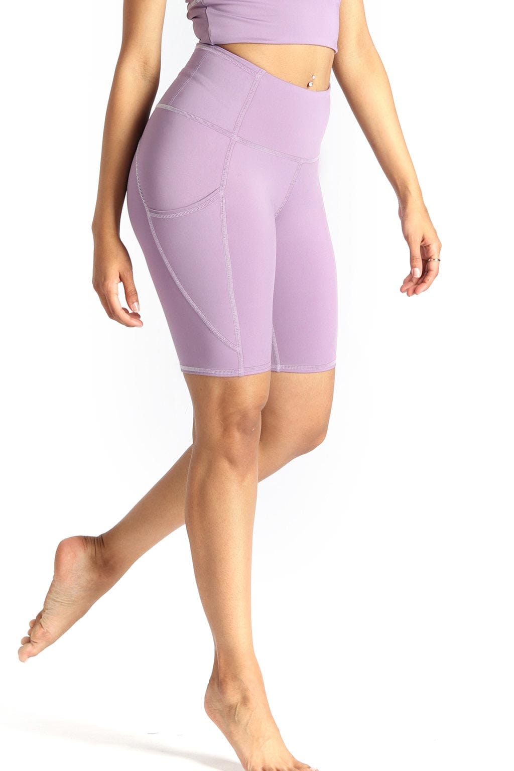 utility biker short in amethyst by yoga democracy