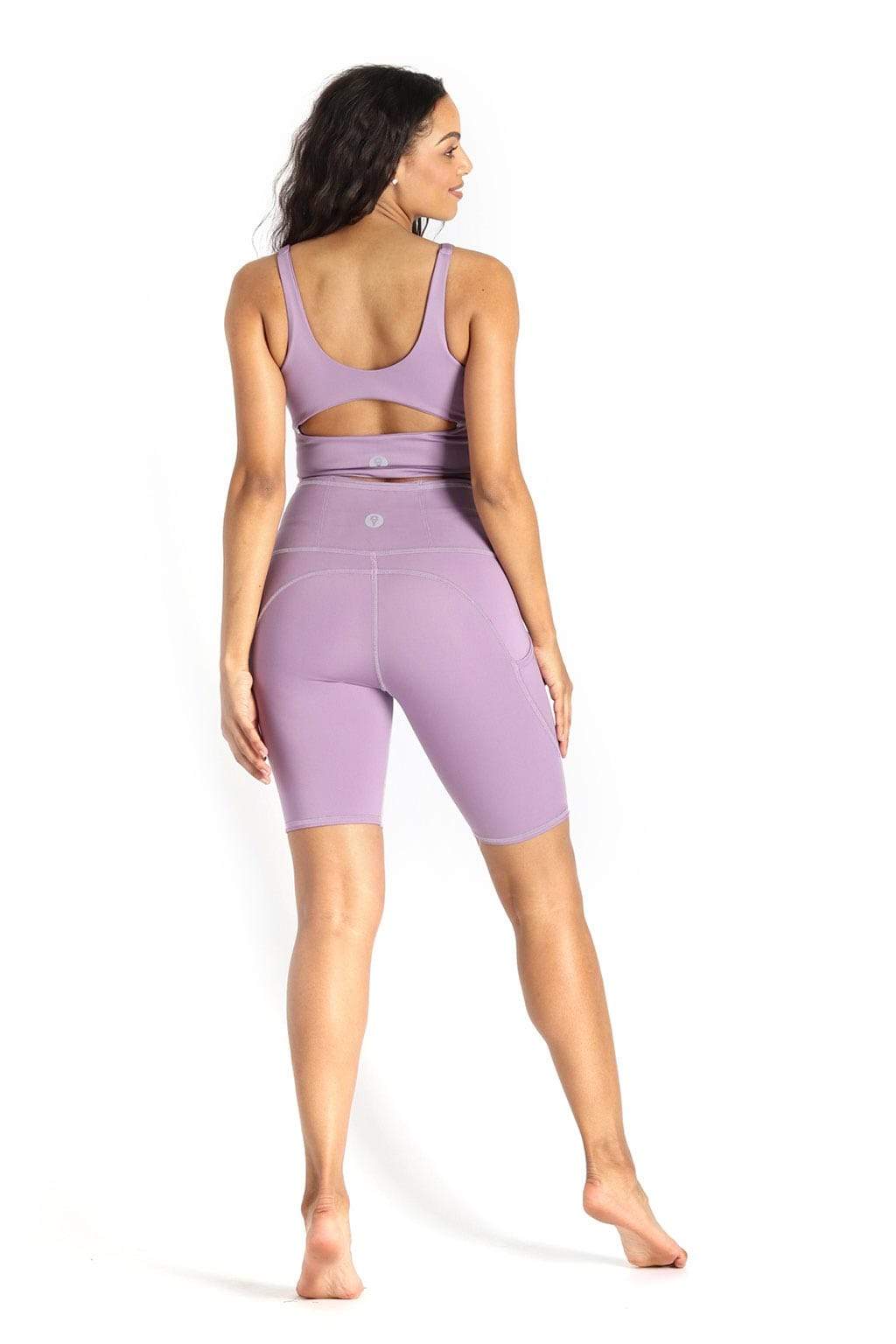 utility biker short in amethyst by yoga democracy