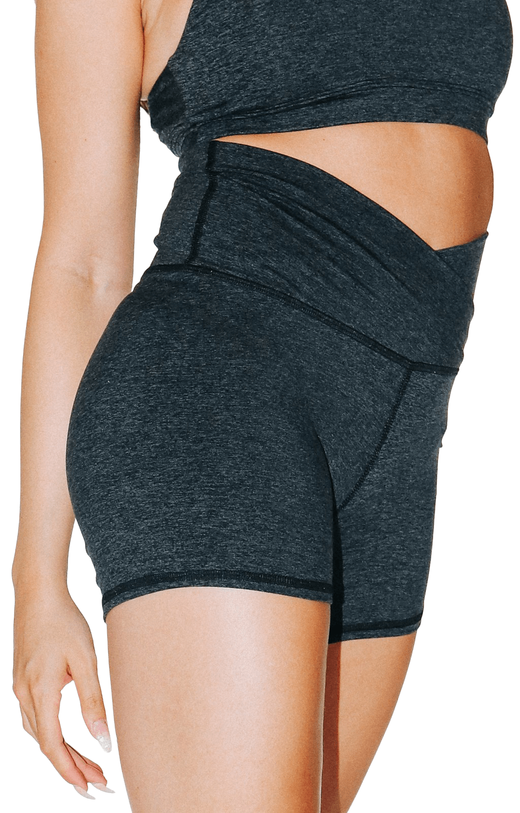 movement short in charcoal heather by yoga democracy