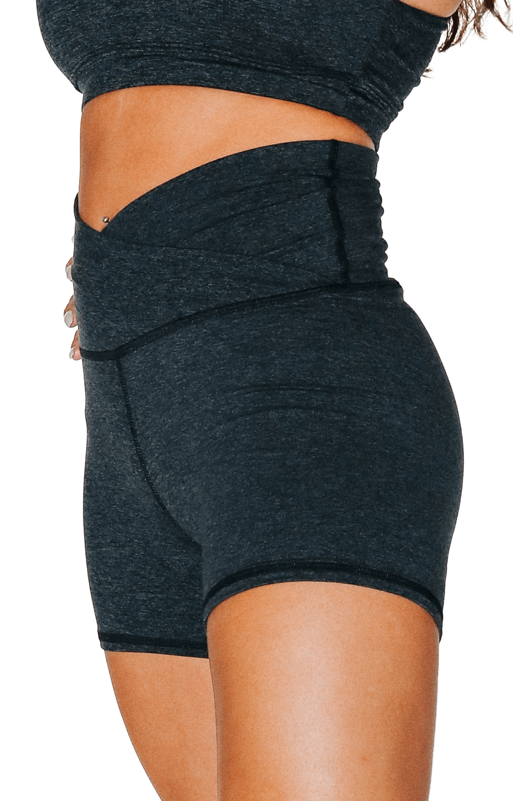 movement short in charcoal heather by yoga democracy