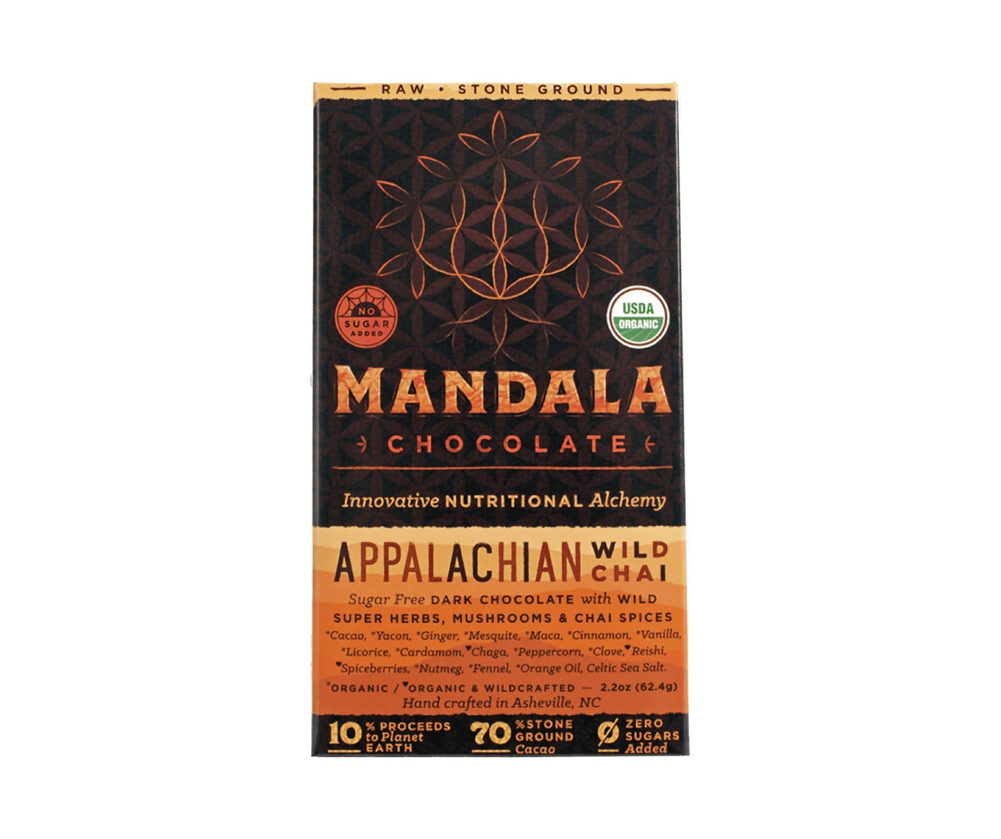 organic raw 70% cacao appalachian wild chai chocolate bar - 6 x 2.2oz by farm2me