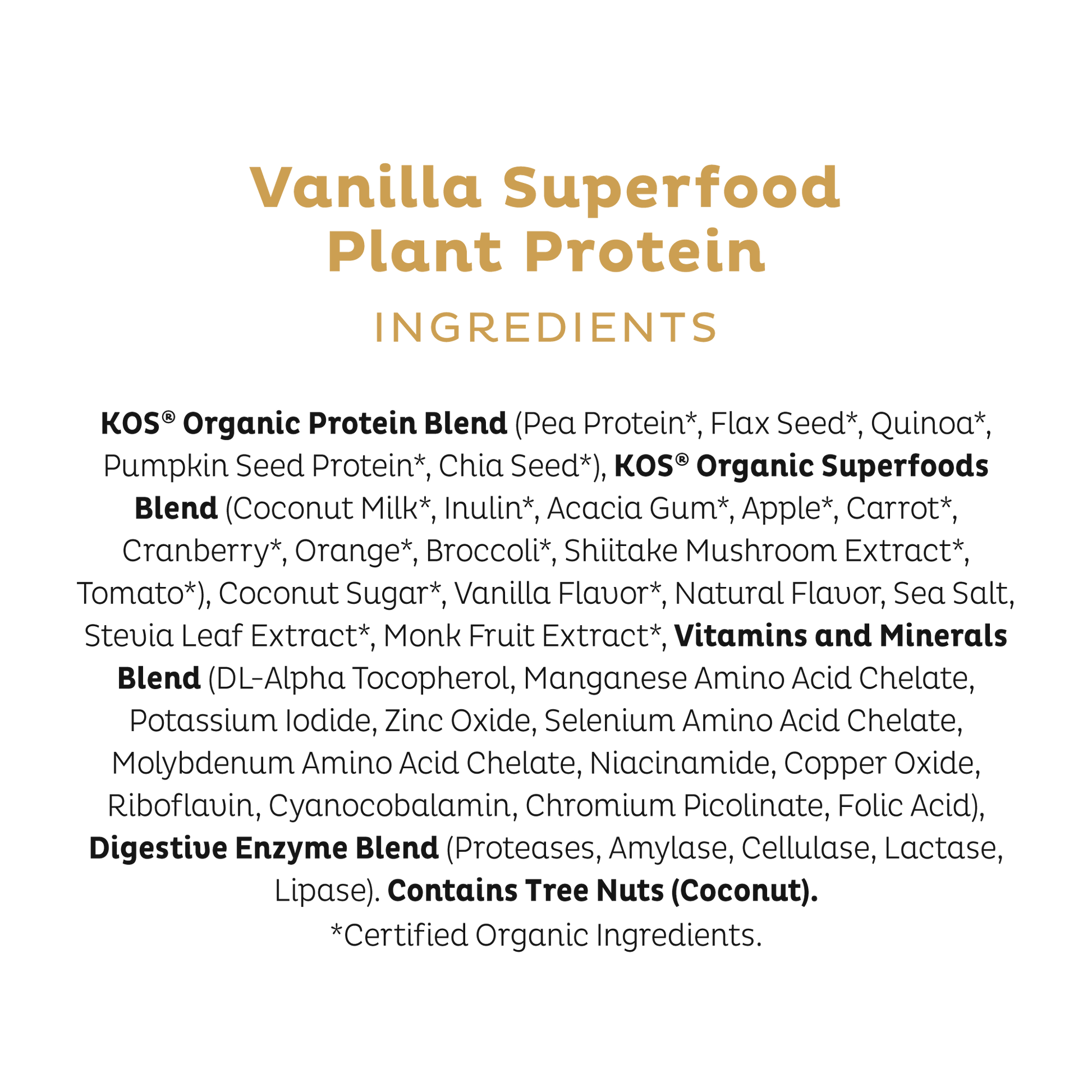 Natural Vanilla Protein Blend inrgredients