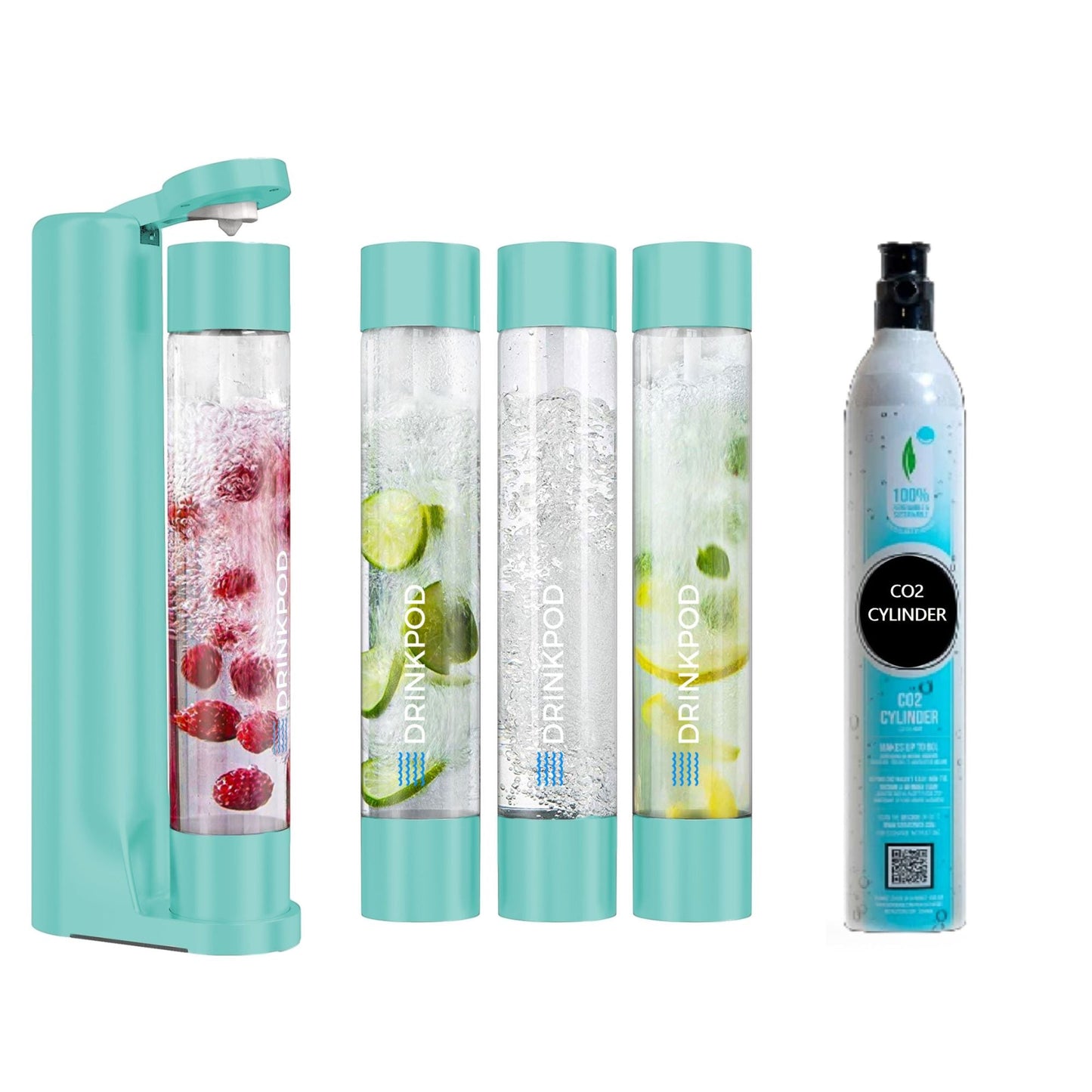 fizzpod 1+ soda maker + co₂ cylinder (1-pack) by drinkpod