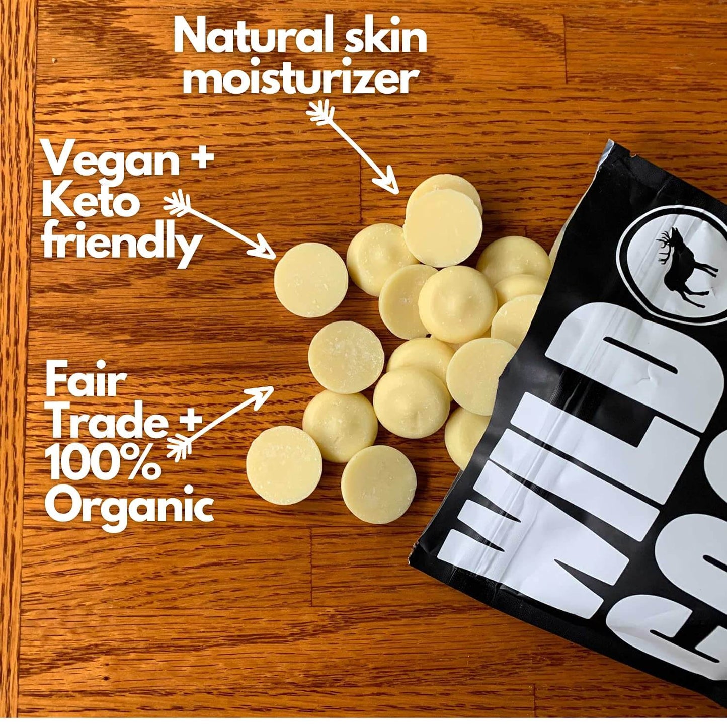 wild cocoa butter wafers, raw & organic by wild foods