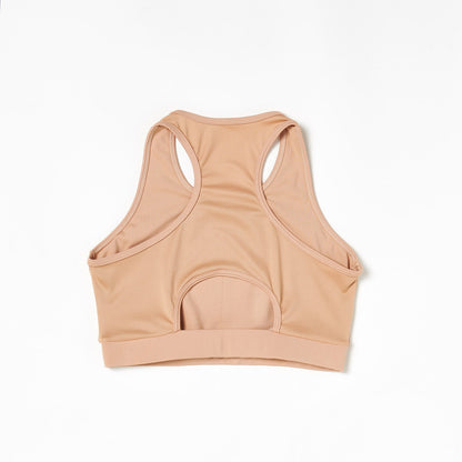 Over-Time Recycled Poly Sports Bra in Doe by ALAMAE