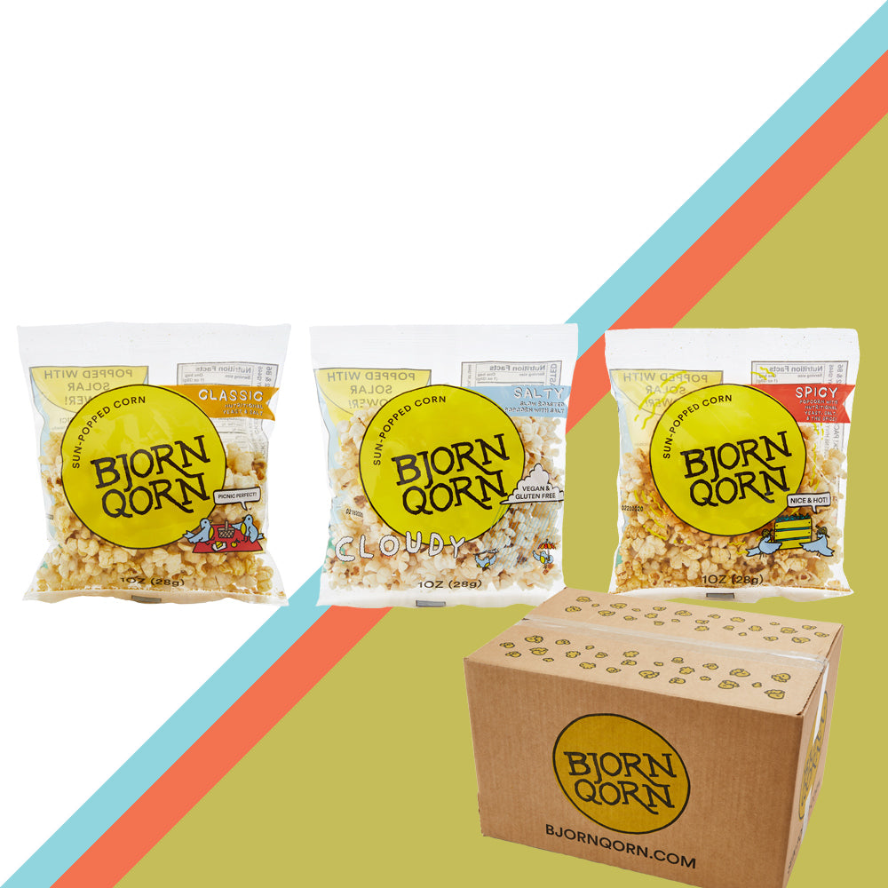 bjorn qorn popcorn 30 pack mini bags (1oz) by farm2me