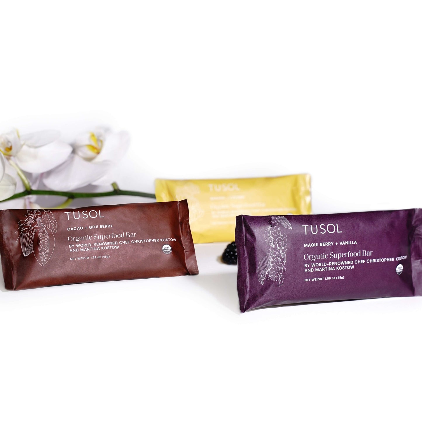 organic cacao + goji berry superfood bar by tusol wellness