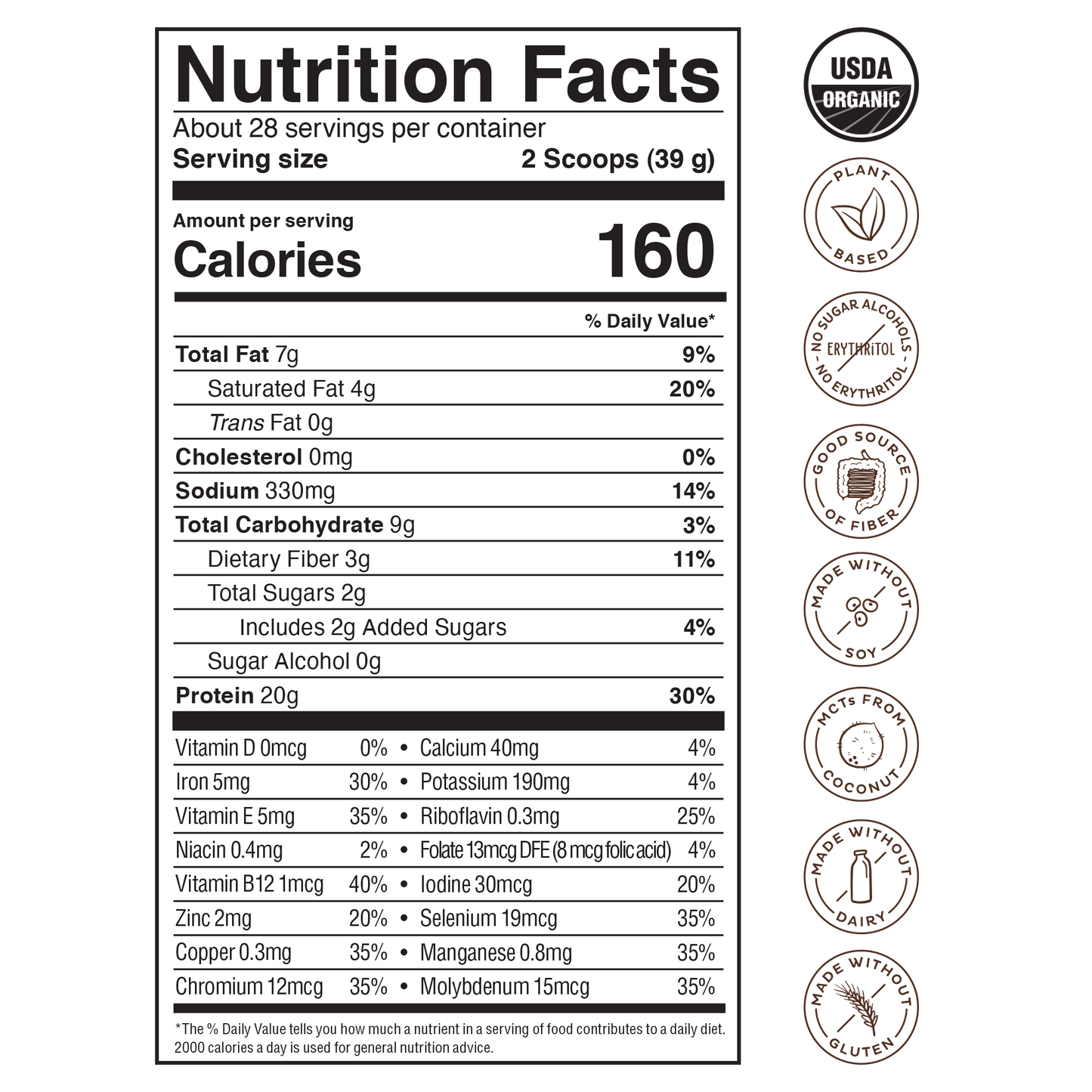 organic plant protein, chocolate, 28 servings by kos