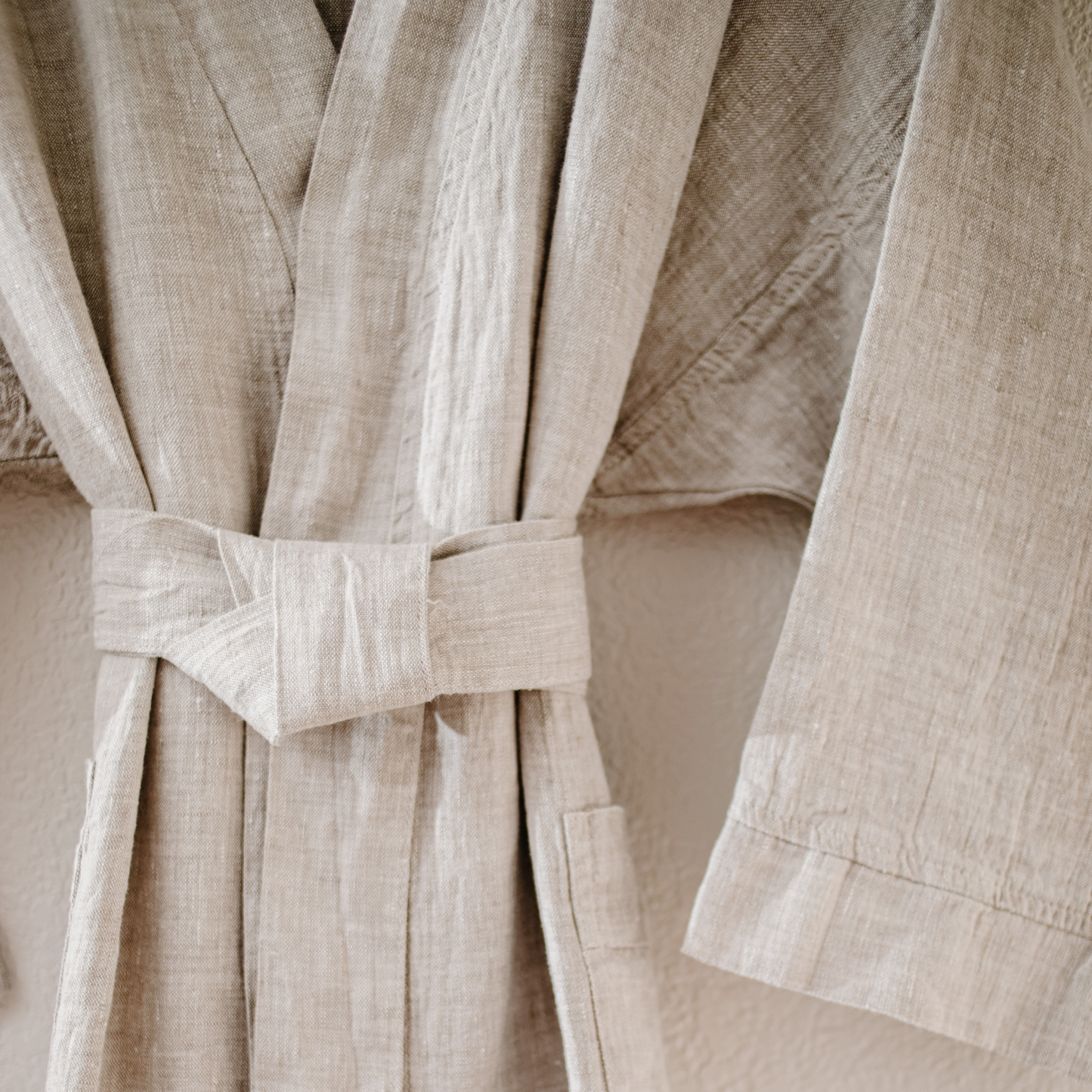 melange linen bathrobe by beflax linen