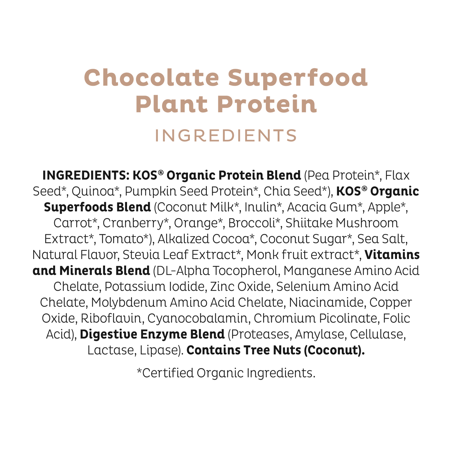 organic plant protein, chocolate, 28 servings by kos