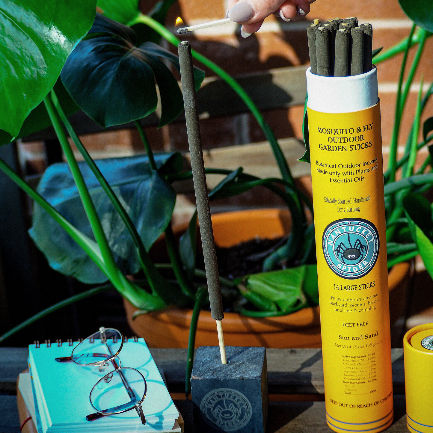 mosquito repellent & fly repelling outdoor garden incense sticks (14 stick tube) by nantucket spider & nantucket footprint