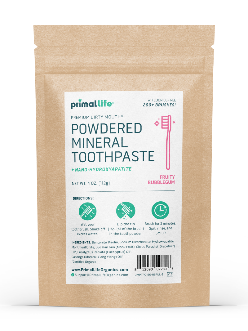 toothpowder /  powdered mineral toothpaste by primal life organics #1 best natural dental care