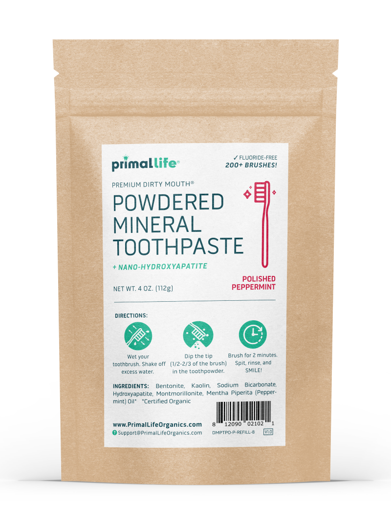 toothpowder /  powdered mineral toothpaste by primal life organics #1 best natural dental care