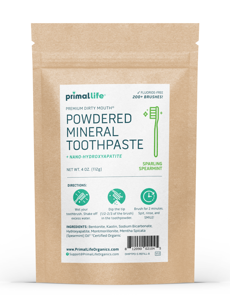 toothpowder /  powdered mineral toothpaste by primal life organics #1 best natural dental care