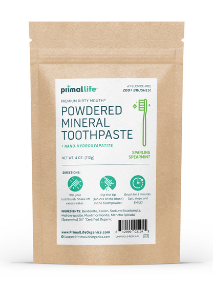 Toothpowder /  Powdered Mineral Toothpaste by Primal Life Organics #1 Best Natural Dental Care