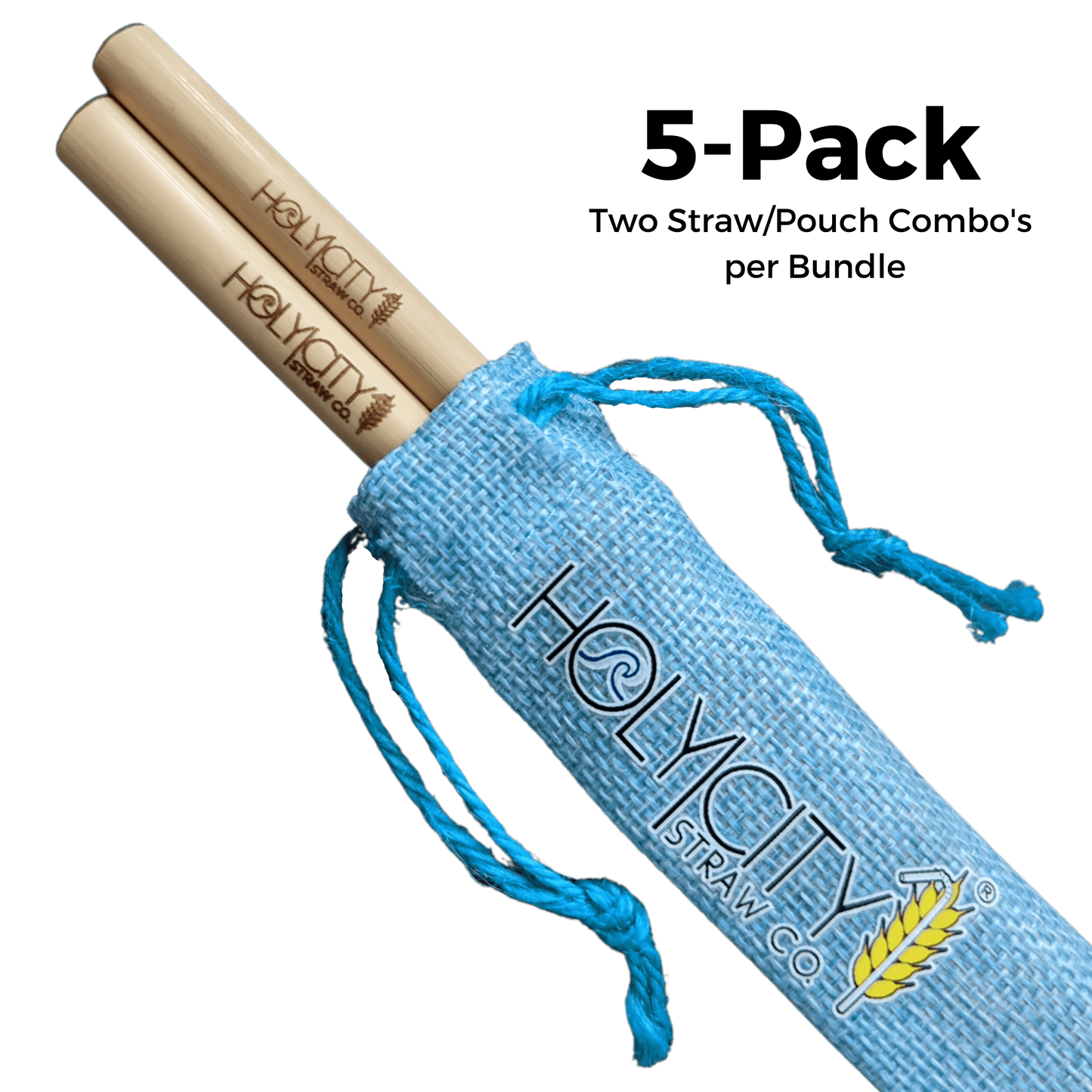 holy city straw two straw/pouch combo - holy city straw co. - 5 pack by farm2me