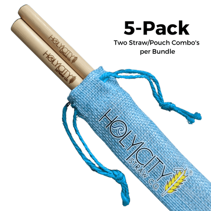 Holy City Straw Two Straw/Pouch Combo - Holy City Straw Co. - 5 Pack by Farm2Me