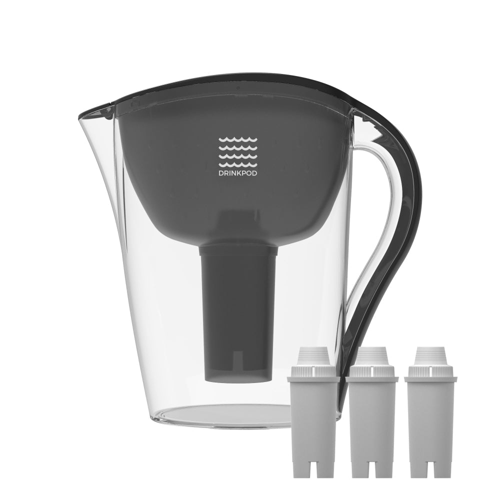 drinkpod ultra premium alkaline water pitcher - 3.5l pure healthy water ionizer. includes 3 alkaline water filters by drinkpod