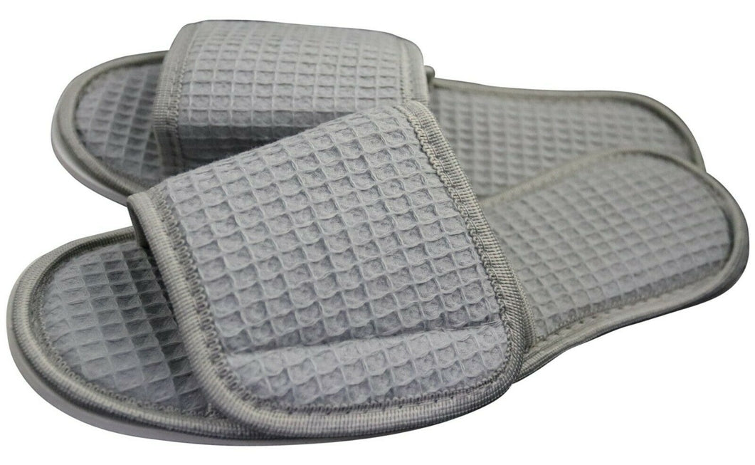 kimono style cotton waffle weave spa slippers - 2 colors by distinct bath & body