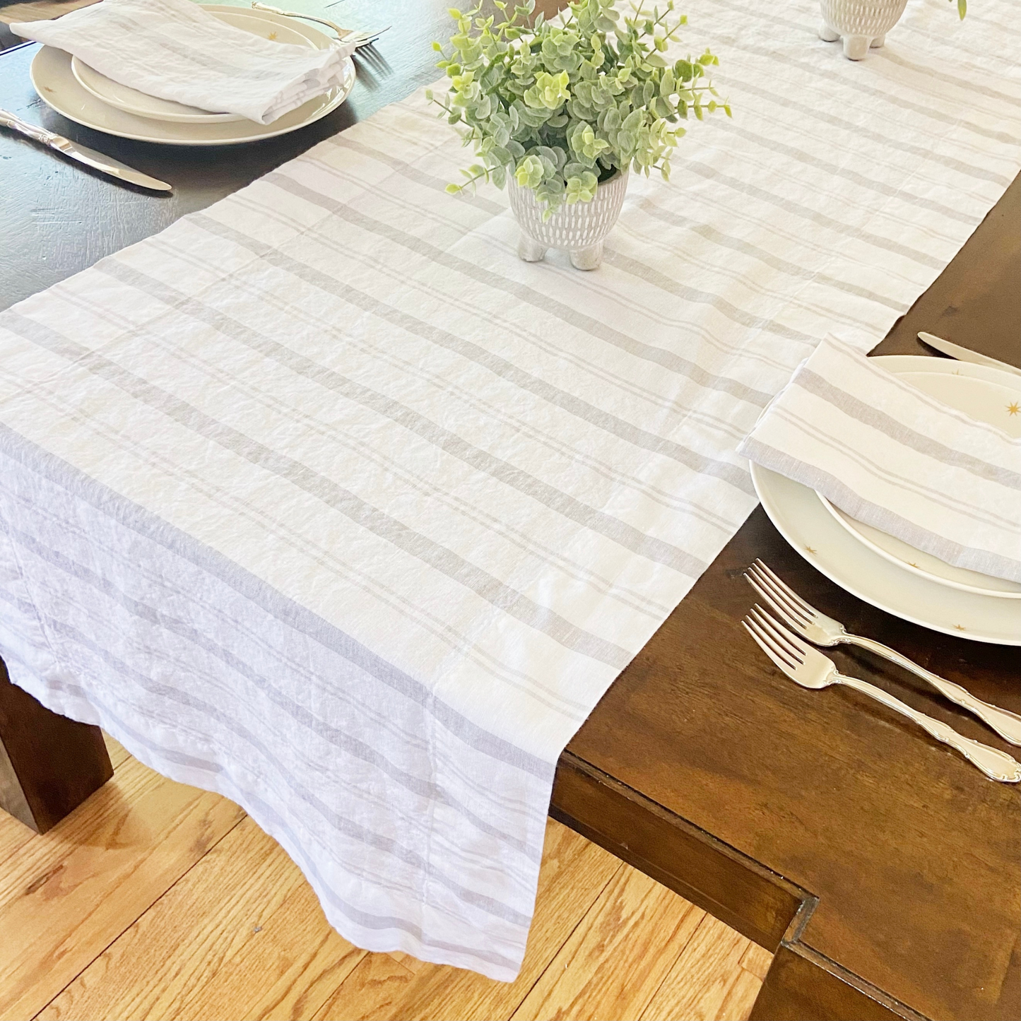 striped table runner by beflax linen