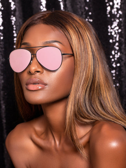 Megan - Rosegold Metal Aviator Sunglasses by TopFoxx