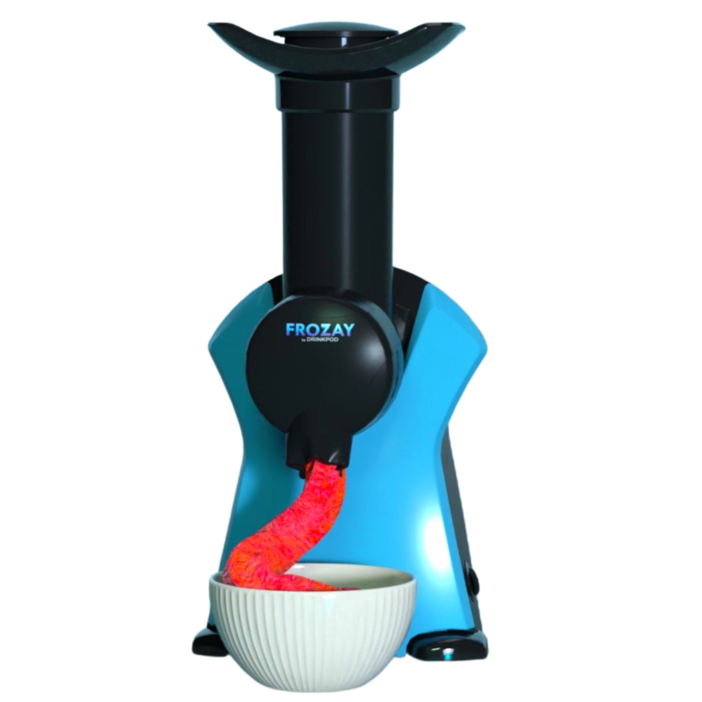 frozay dessert maker 2.8 qt. color blue, vegan ice cream & frozen yogurt maker soft serve desserts with recipes (black/blue) by drinkpod