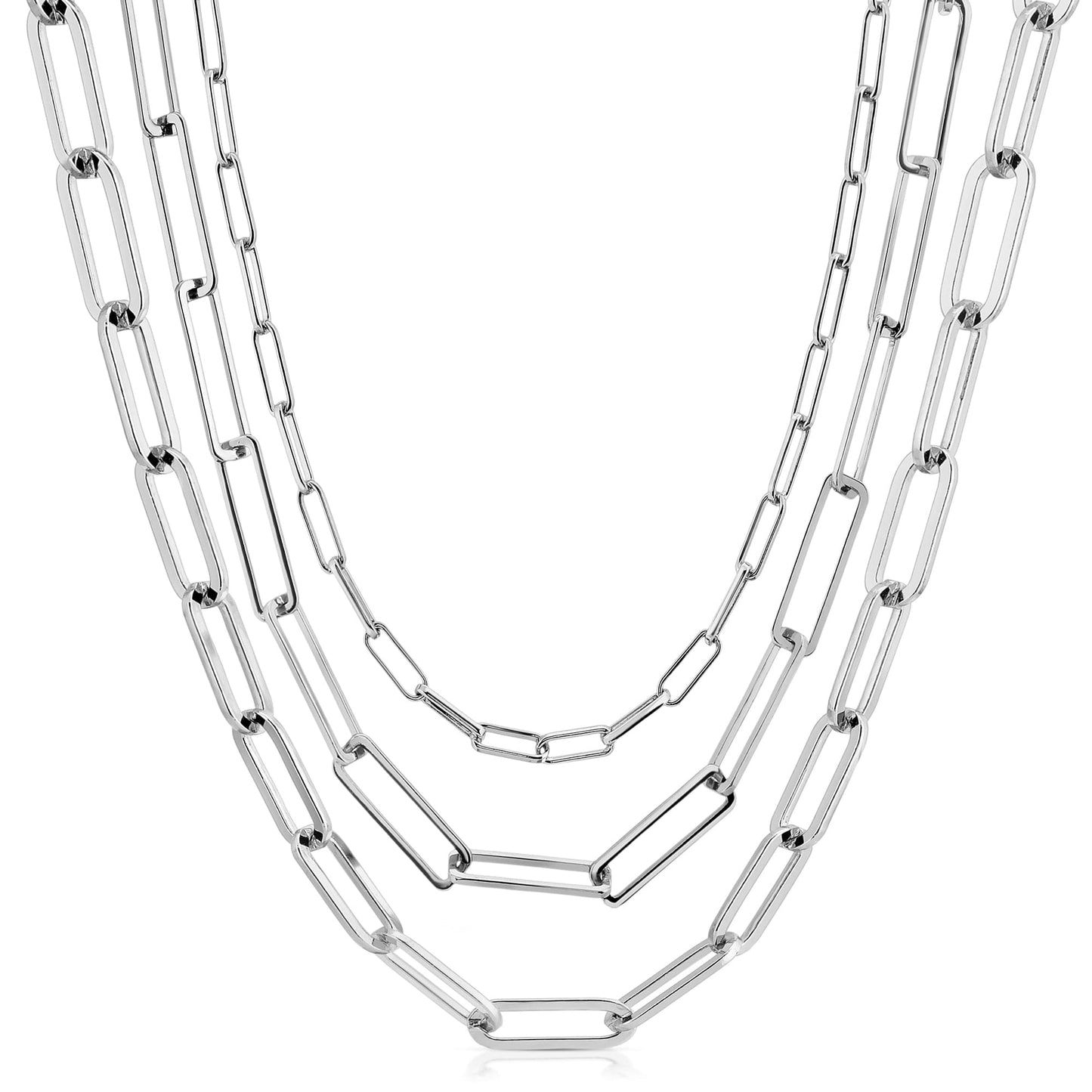 silver triple multi chain necklace by eklexic