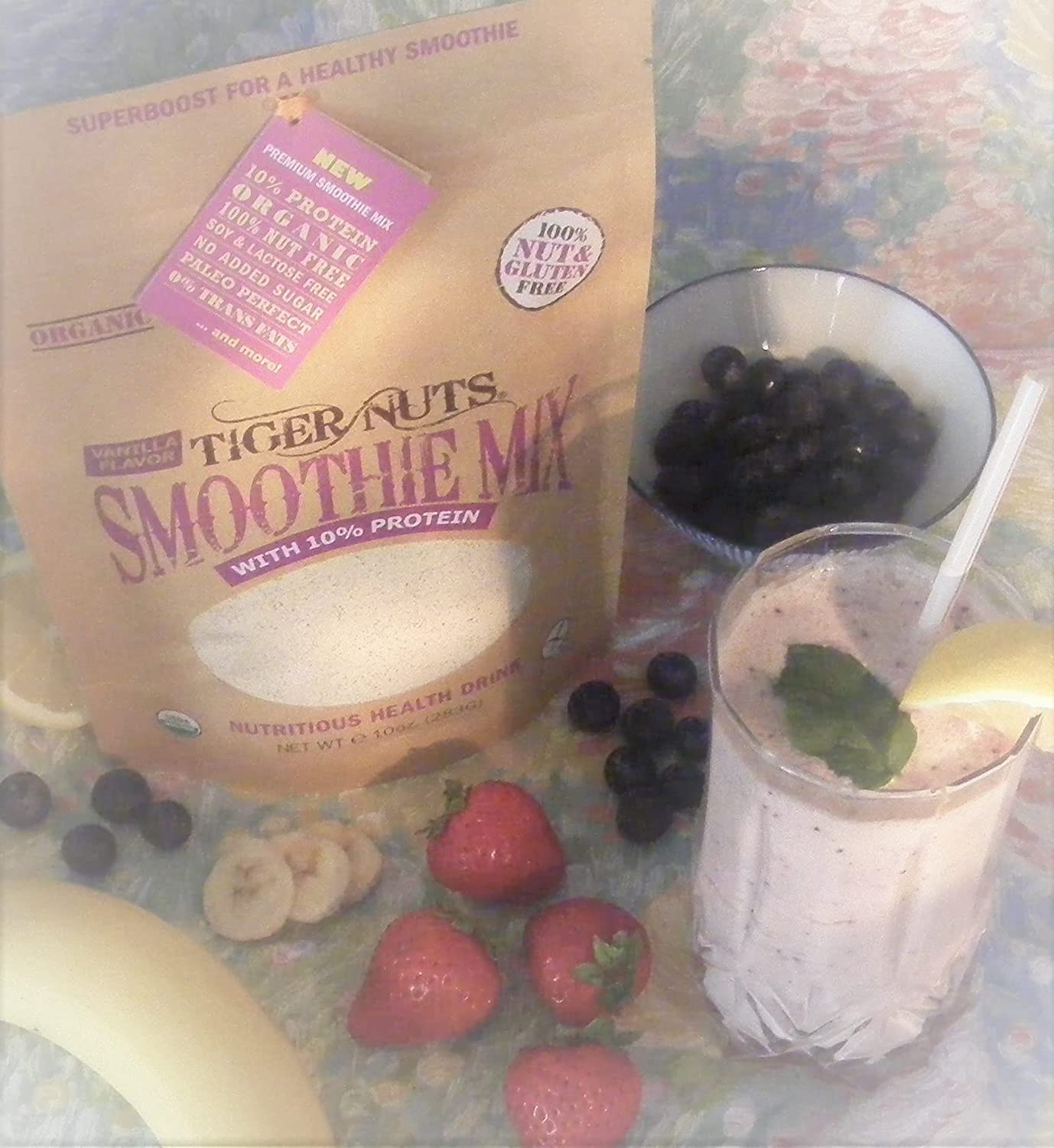 tiger nuts smoothie mix with 10% extra protein and vanilla flavor bag - 24 bags by farm2me