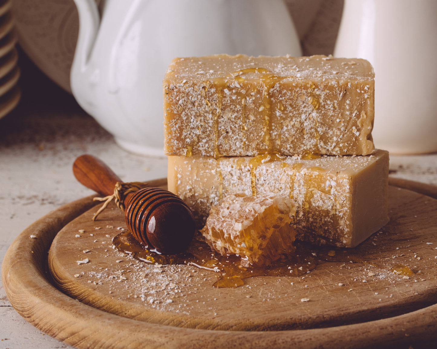 oatmeal, milk and honey organic handmade soap by sweet harvest farms