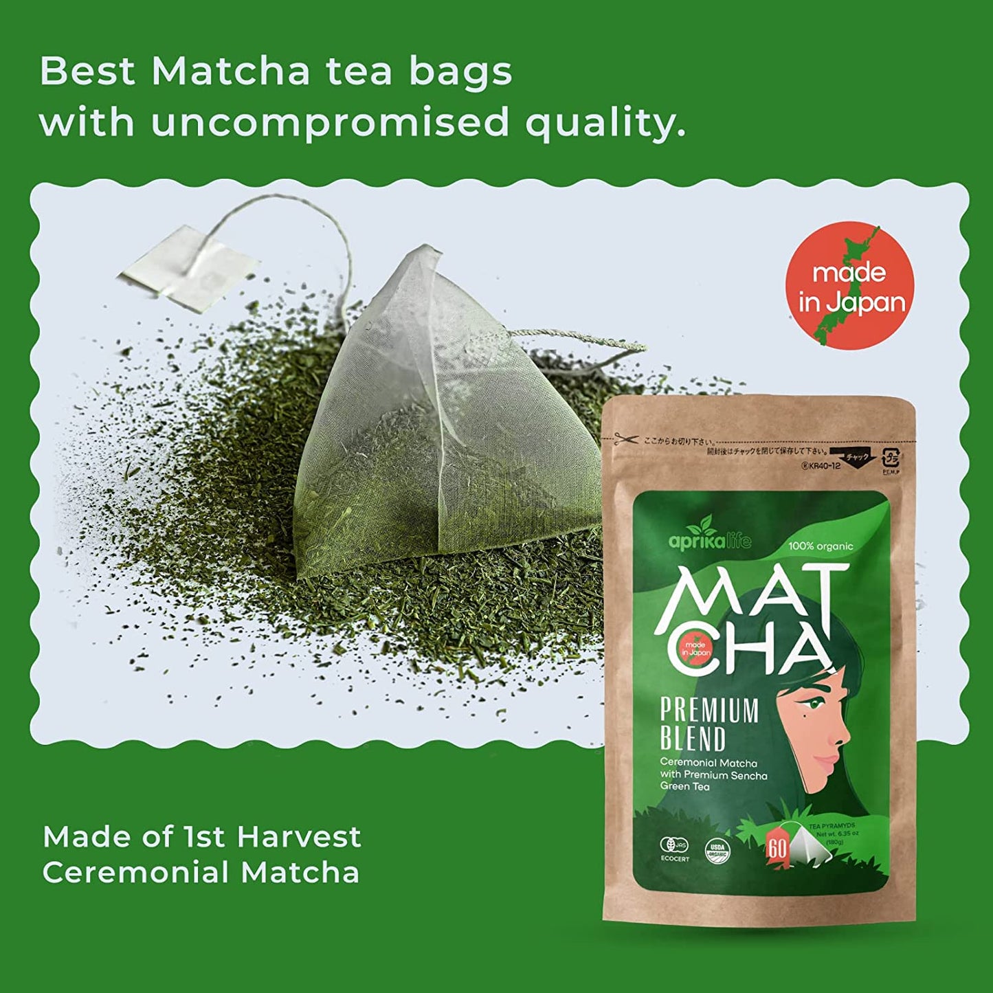 japanese matcha green tea bags by aprika life