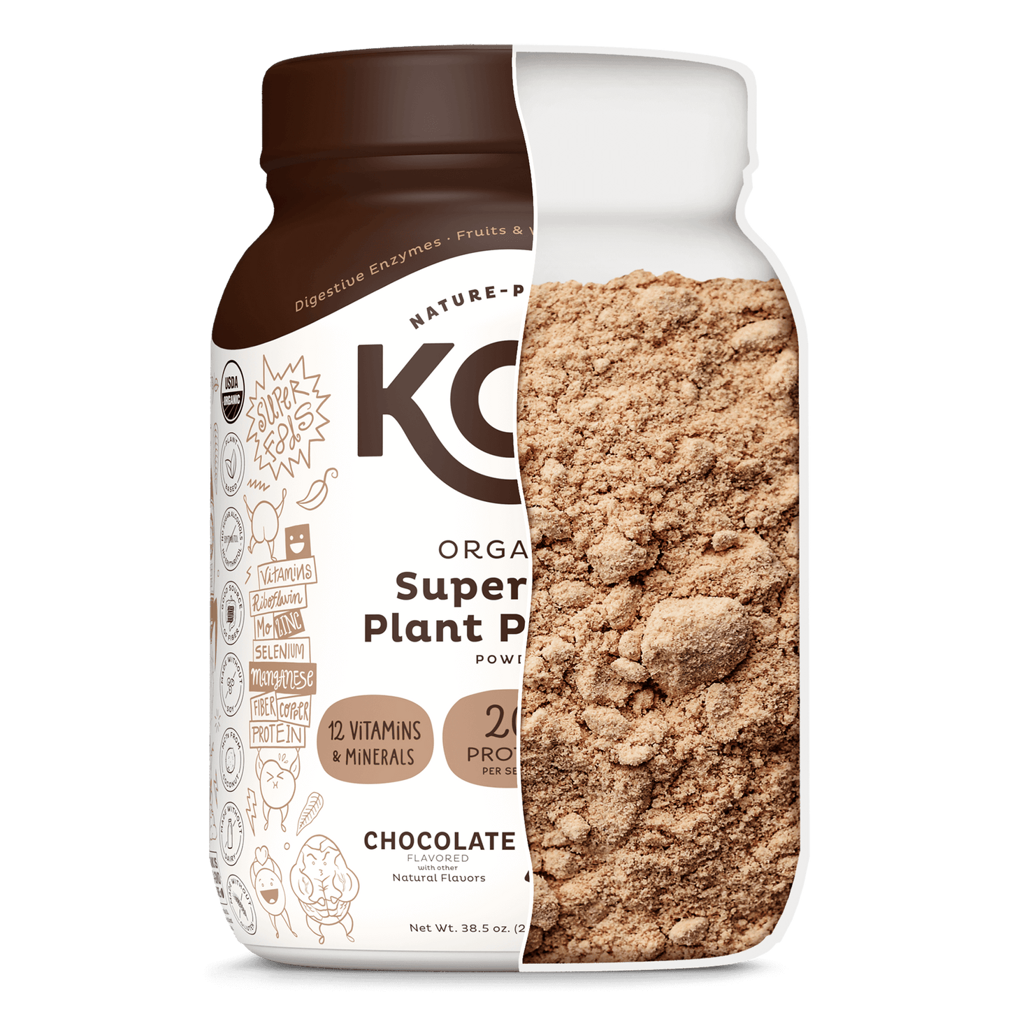 organic plant protein, chocolate, 28 servings by kos