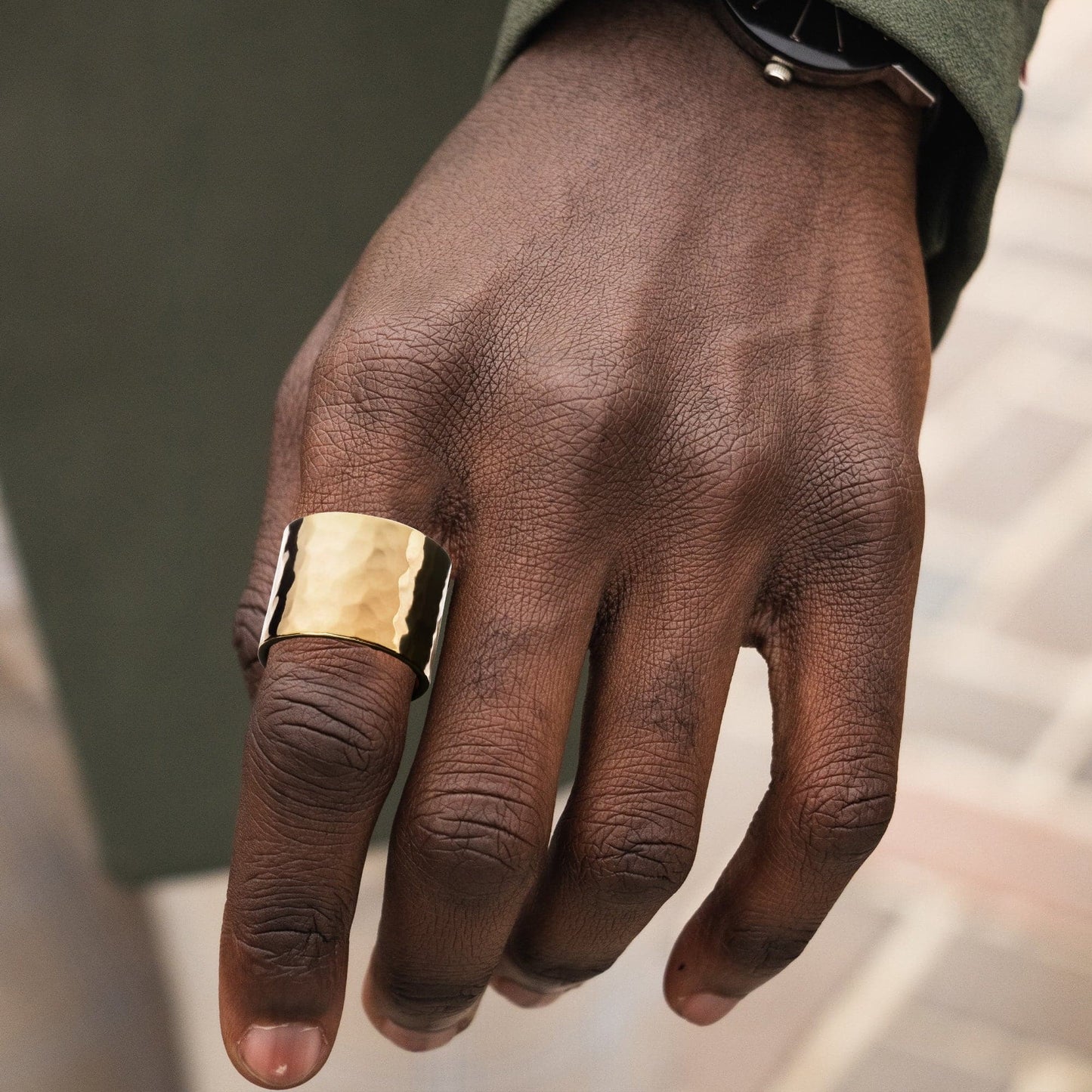 men's hammered wide ring by eklexic