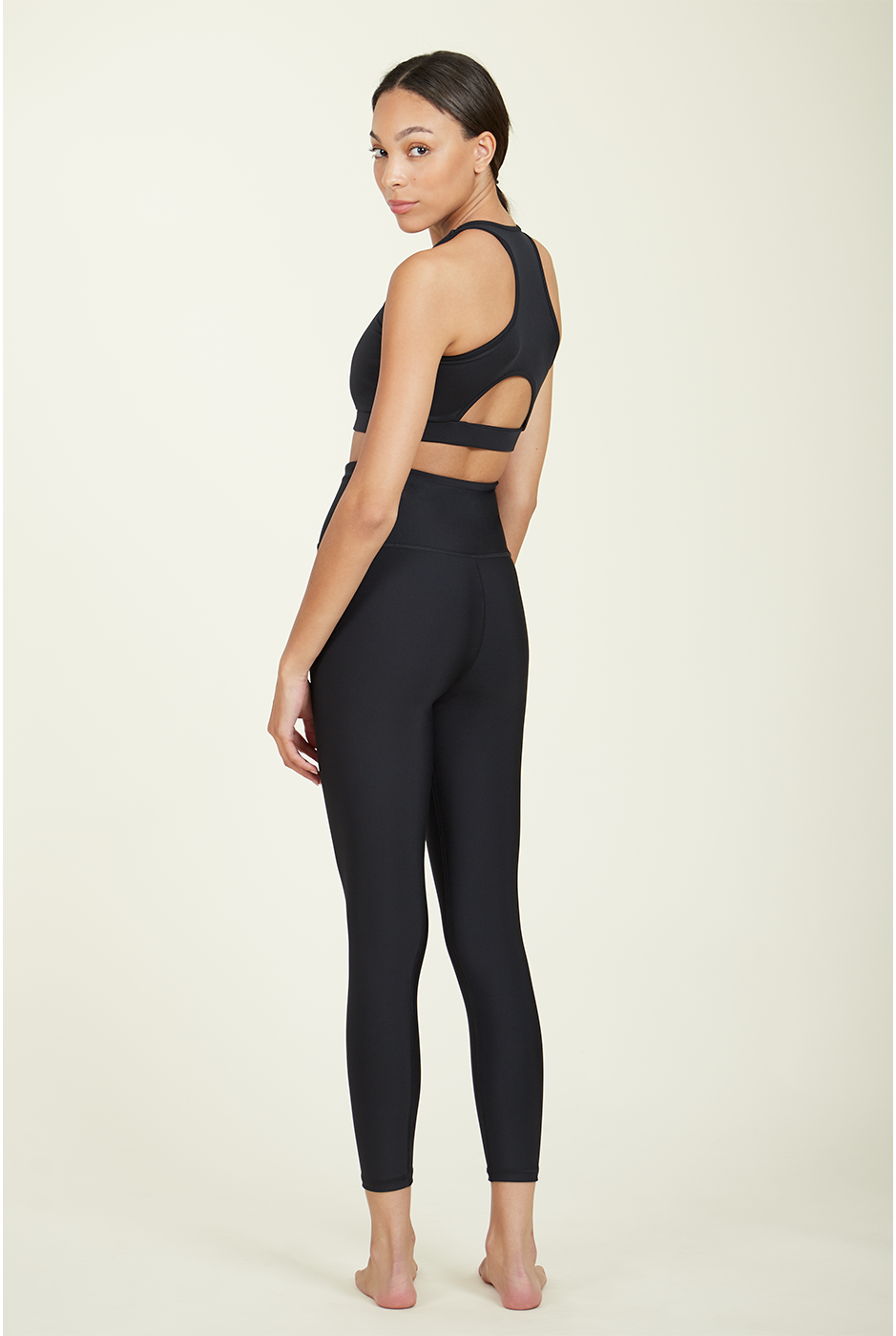 over-time recycled poly high waist legging in black by alamae