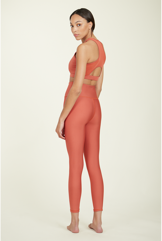 Over-Time Recycled Poly High Waist Legging in Hotsauce by ALAMAE