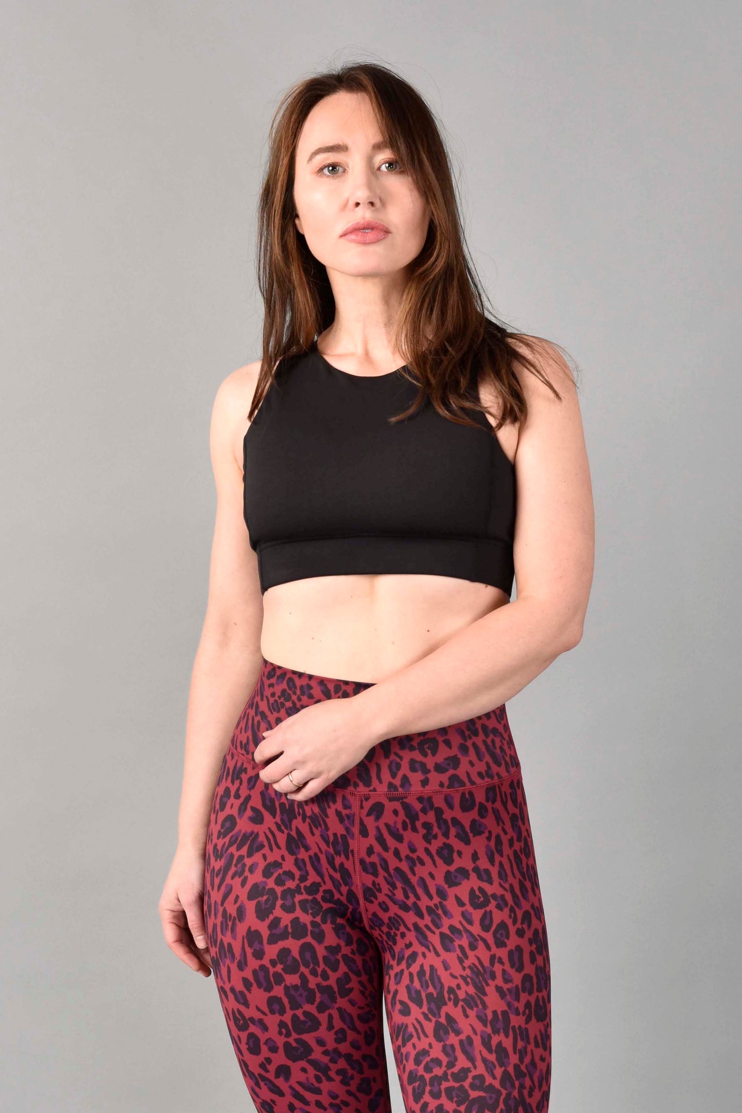 anna recycled core compression longline bra in matte black by wear love more