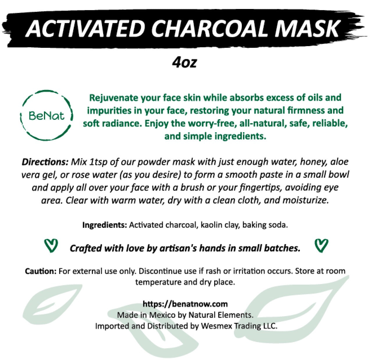 activated charcoal mask by benat