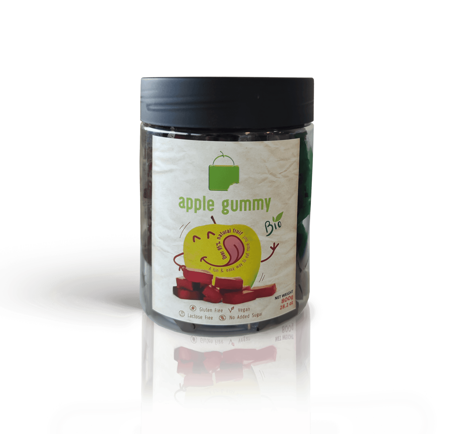 organic apple gummies by the rotten fruit box