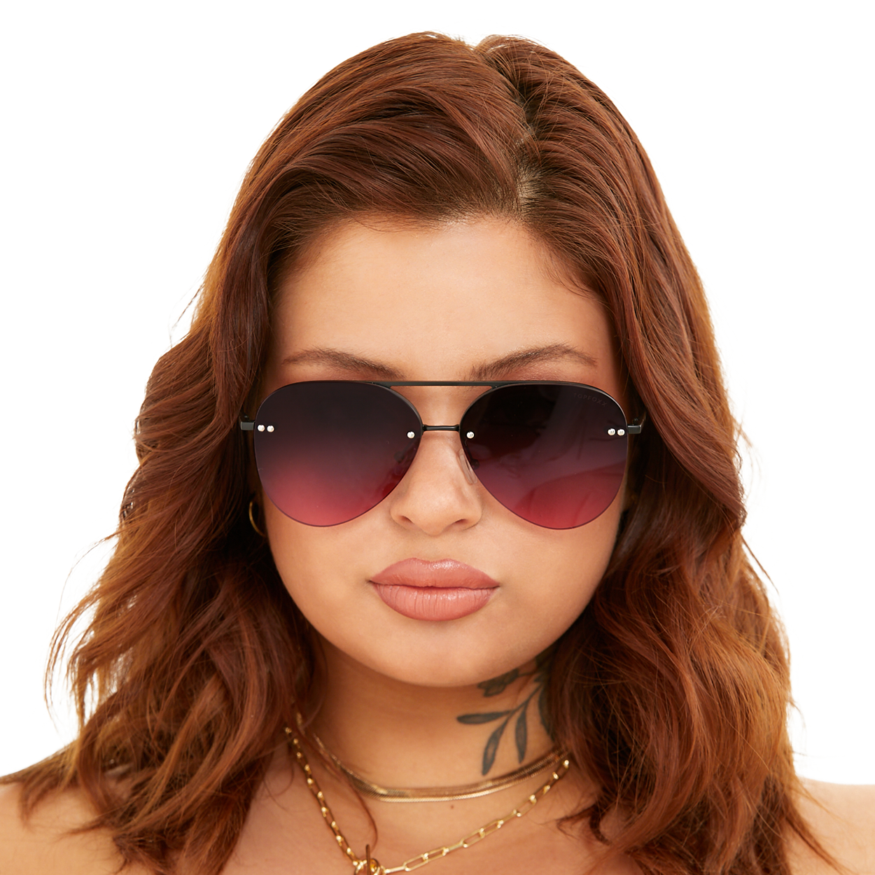 smaller megan 2 - ruby metal aviator sunglasses by topfoxx