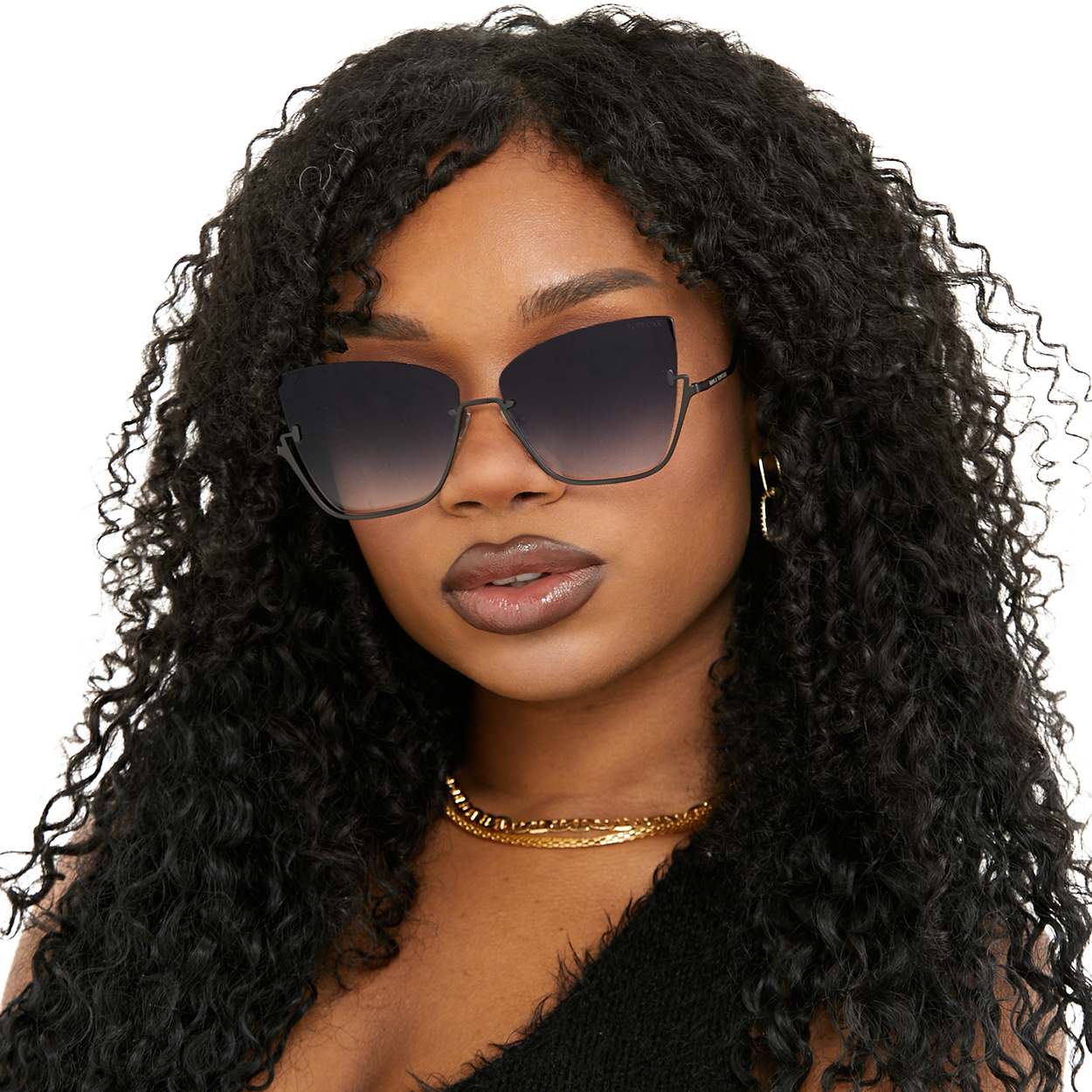 vixen - black lens black frame metal cateye sunglasses by topfoxx